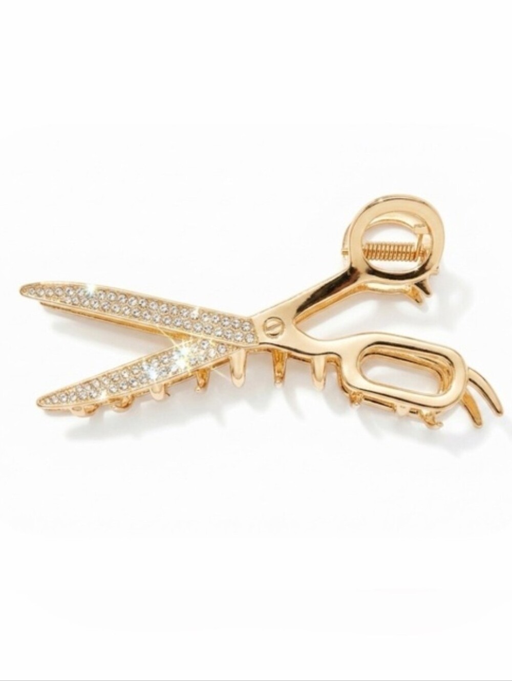✂️▪️ Piper K▪️ Gold Toned Metal Scissors Hair Claw Clip w Rhinestones